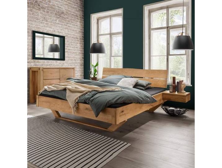 HOMELIV. Bett Harek Komfort Wildeiche Massivholz 160x200cm