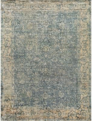 Exquisite Rugs Cassina handloomed Bamboo Silk Blue/Silver Area Rug - 9' x 12'