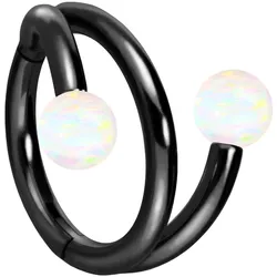 Titan Segmentring Clicker mit Innengewinde 3 RINGE + 3 SYNTHETSCHE OPALE