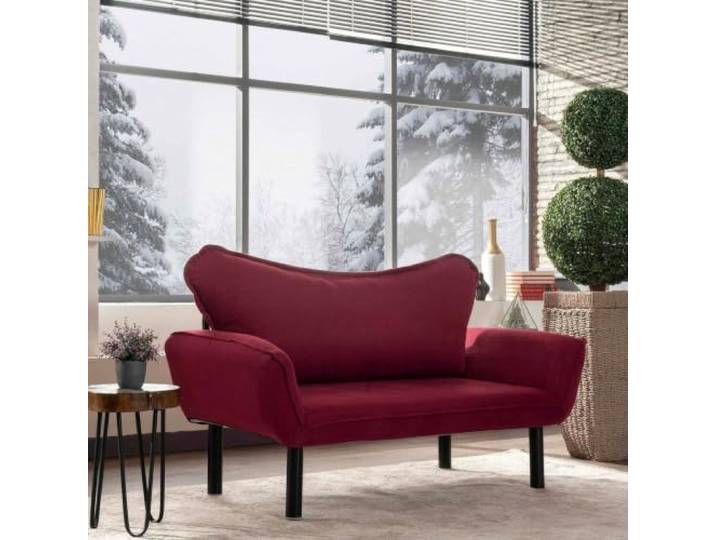 Dmora Schlafsofa 2-Sitzer Aquilonis 140x65 cm Rot, mit Stauraum