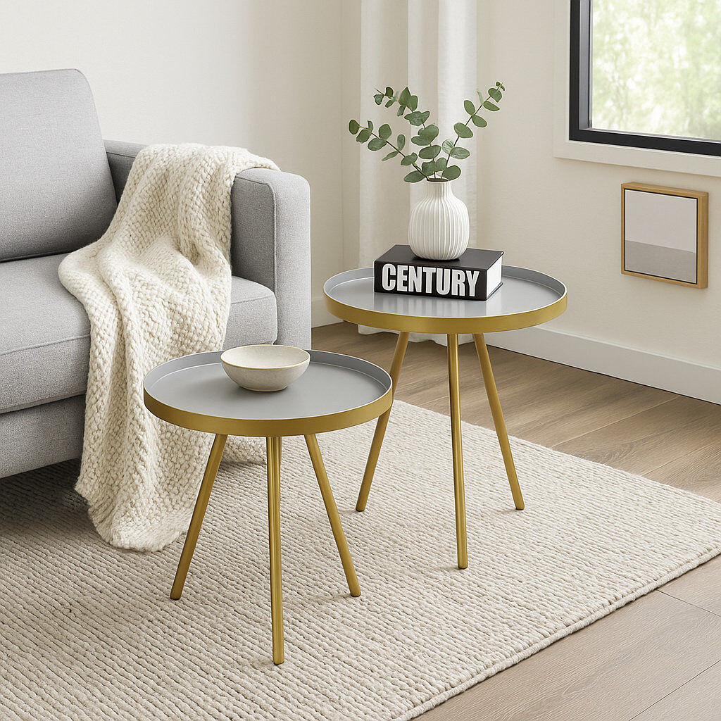 Fairmont Park Chaney Tray Top Nesting Tables Grey 45cm H X 45cm W X 45cm D