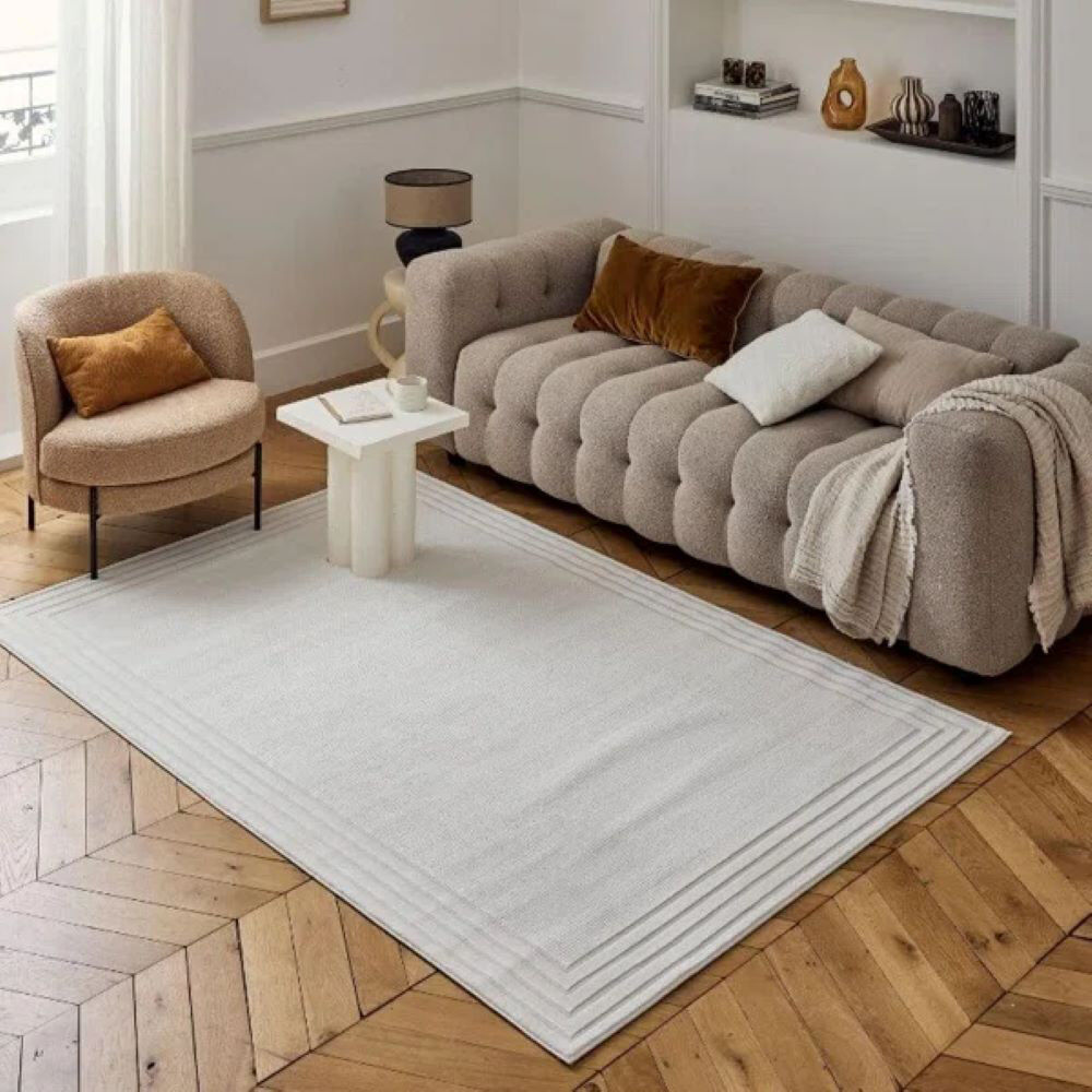 THE RUGS Carmel Modern Bordered Cream Area Rug Cream Rectangle 200 x 290 cm