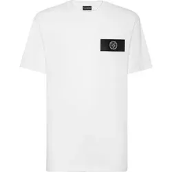 PLEIN SPORT Kurzarm-Rundhals-T-Shirt, Größe S in Weiß 01