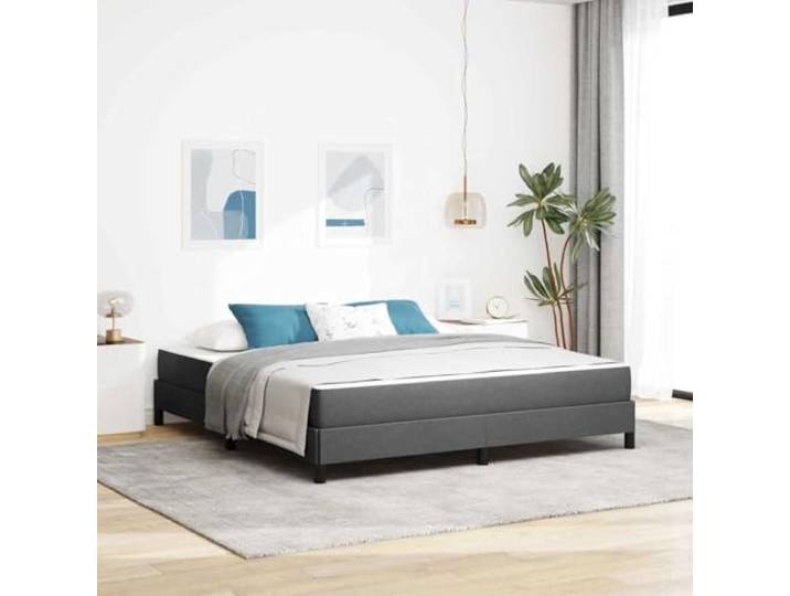 Atmungsaktiver Stoffbezug mit Holzwerkstoffrahmen Schlanke Eleganz für Boxspringbett mit Matratze Dunkelgrau 180x200 cm Stoff Polsterbett mit Bonnell Federkern Holz Lattenrost Stabil Schlafzimmer