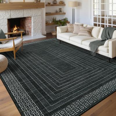 Garvee Linear Echo Geometric Bordered Area Rug