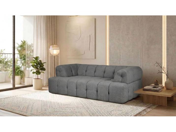 2-Sitzer HOME AFFAIRE APERIRE Design-Sofa, moderne Steppung, Breite 180 cm , grau (dunkelgrau), B:180cm H:77cm T:100cm, 100% Polyester, Sofas, 2-Sitzer, mit Wellenunterfederung, gemütlich und modern, komfortables Sitzgefühl