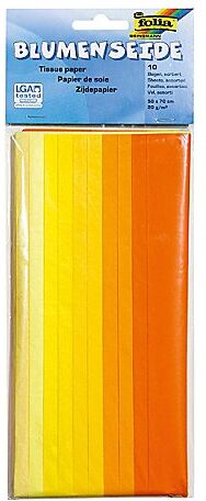 folia Blumenseide, gelb-orange, 50 x 70 cm, 10 Bogen