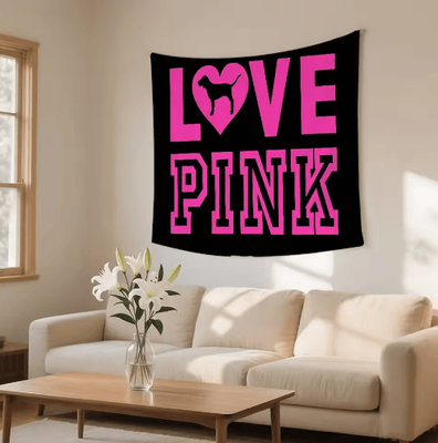 Inspire Picks BlushLove Pink LOVE Tapestry Romantic Wall Hanging For Cozy Bedroom Decor 2 80x110cm