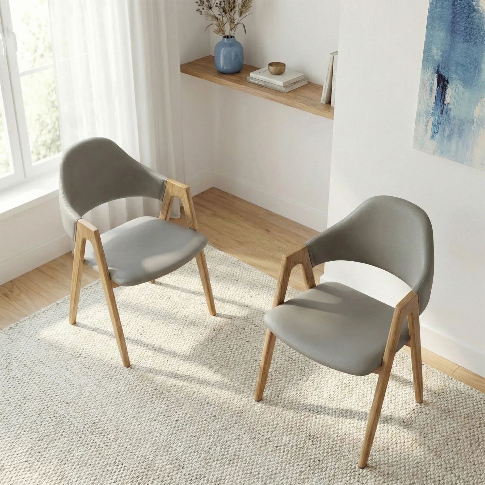 garneroarredamenti Set 2 sedie sala da pranzo in ecopelle grigio rovere Elvis