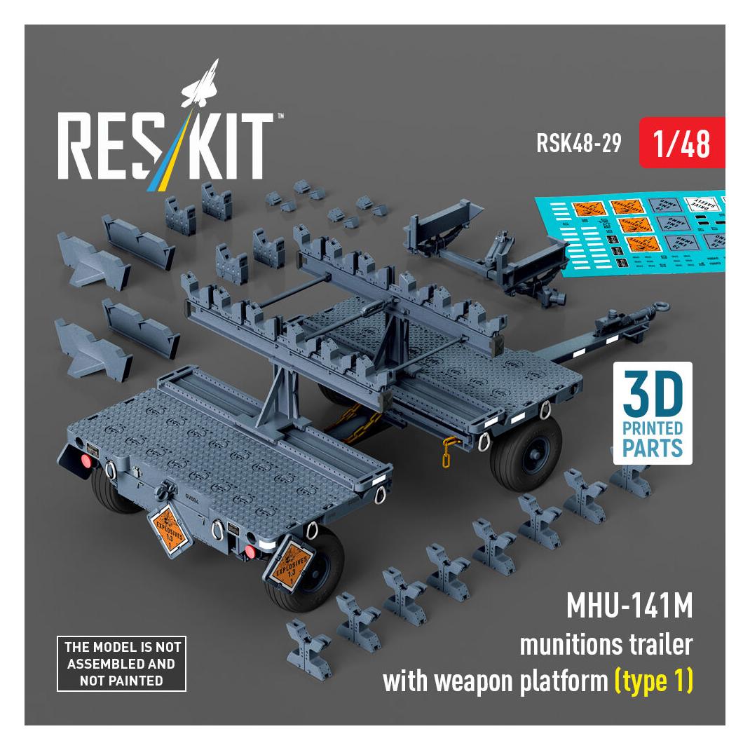 ResKit MHU-141M munitions trailer with weapon platform (type 1) (3D Printed model kit) (RSK48-0029)