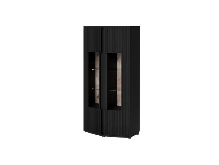 Mirjan24 Vitrine Michelle 87, Schwarz, Kunststoff, Rechteckig, 87x180x47 cm, Esszimmer, Vitrinen, Vitrinenschränke