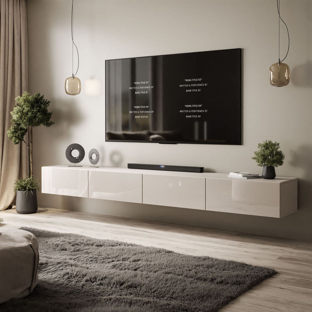 Metro TV Stand cashmere/ cashmere gloss 27cm H x 250cm L x 40cm W