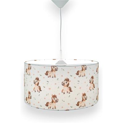 NIERMANN Hängeleuchte "Stoff-Pendelleuchte mit Motiv "Pony Paula", Kinderzimmer, Kinderlampe", bunt (weiß, bunt), 1, Ø 35cm, 1 Stk., Leuchten, Stoffschirm, höhenverstellbare Pendelaufhängung, Made in Germany, Hängeleuchte