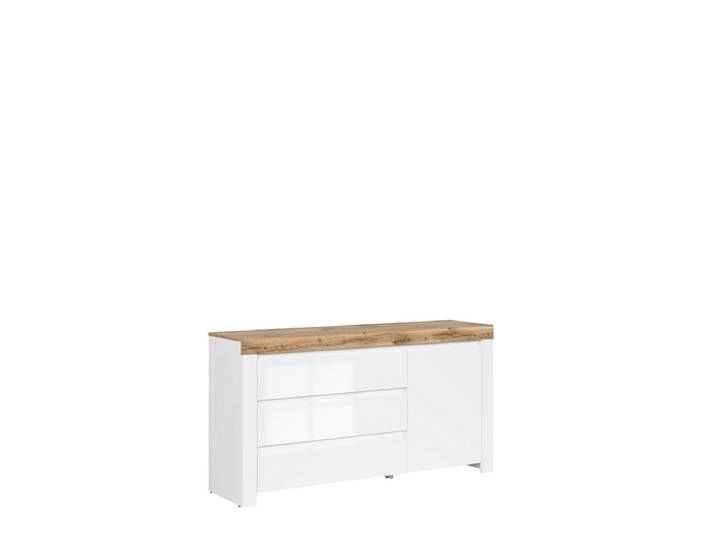Kommode HOLTEN 1 Tür 3 Schubladen 42x156x83.5cm weiss laminiert