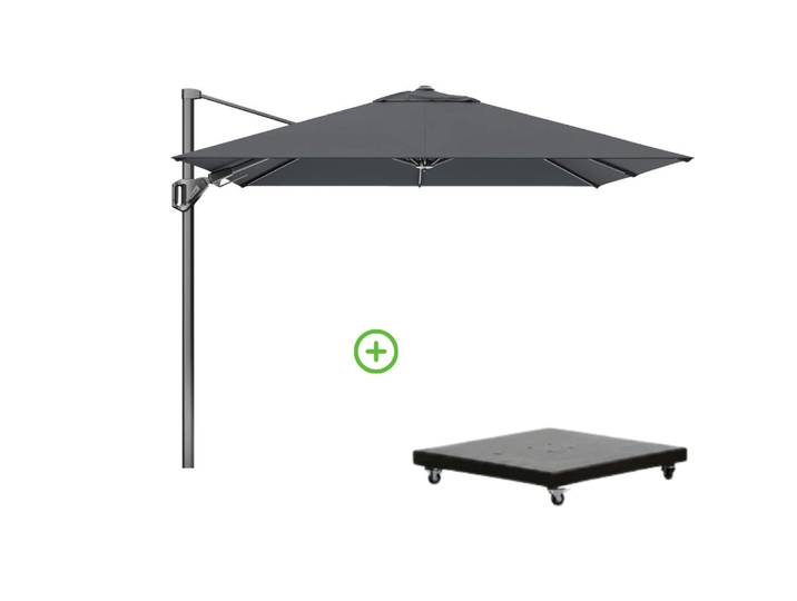 Voyager T² zweefparasol 270x270cm met Monza parasolvoet 90kg antraciet