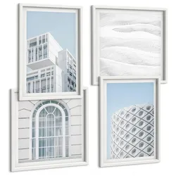 BILDER SET 4er Set - 50x50 cm & 40x60 cm Weißer Rahmen - Moderne Architekturgeometrie