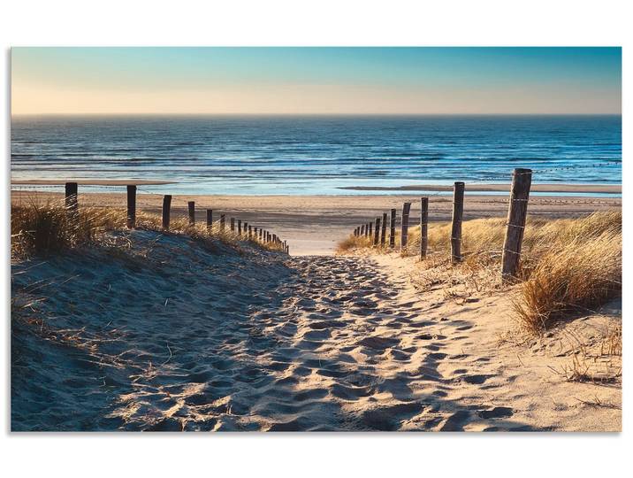 Küchenrückwand ARTLAND Weg zum Nordseestrand Sonnenuntergang , beige (naturfarben), B:80cm H:50cm, Aluminium, Spritzschutzwände, Küchenrückwand, Alu Spritzschutz mit Klebeband, einfache Montage