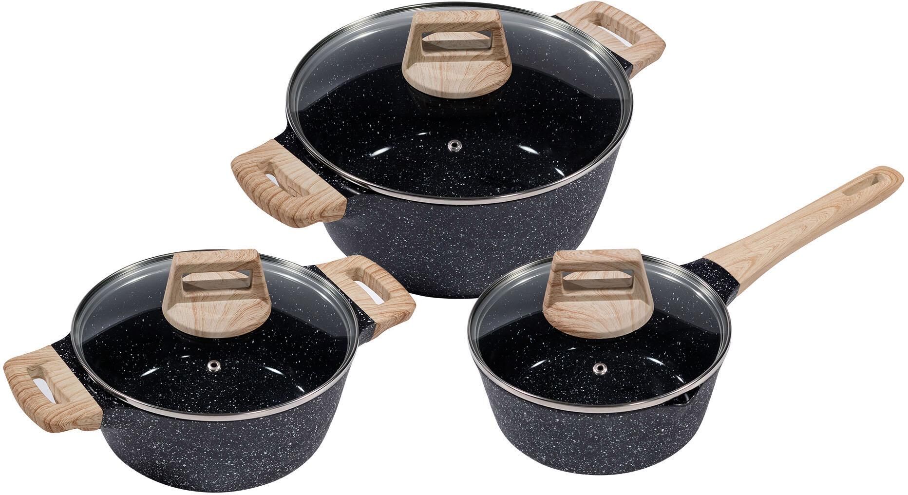 Topf-Set KING "Essential", braun (schwarz, holzfarben), Töpfe, Induktion