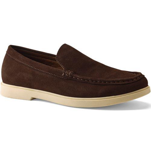 Veloursleder-Mokassins für Herren, Herren, size: regular, Braun, Rauleder, by Lands' End