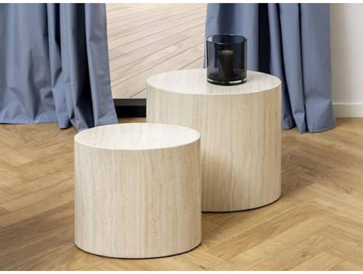 möbelando Satztisch >Mice< (2-teilig) in travertin, MDF - 33x40x48cm (BxHxT)