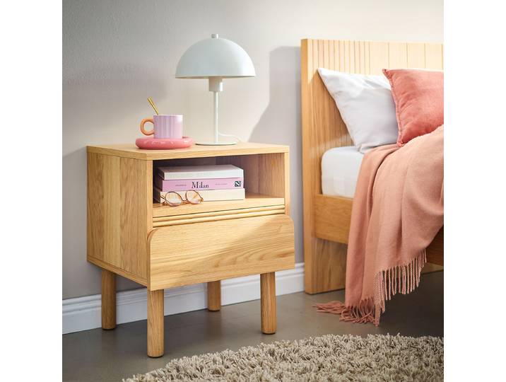 Table de nuit Cammon 48 x 55 x 40cm Bois/Marron/Chêne