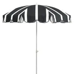 Sonnenschirm Follina aus robustem Polyester-Stoff, neigbar, Rund, Schwarz Weiß, für Outdoor