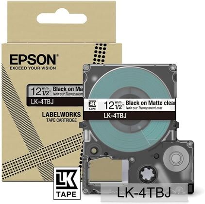 Epson LK-4TBJ fita mate preto sobre transparente 12mm