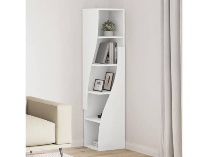 KGHFDVB Eckschrank 32x32x140cm Holzwerkstoff Platzsparendes Eckdesign, Mattes Finish, Robust, Viel Stauraum, Wandmontage Erforderlich