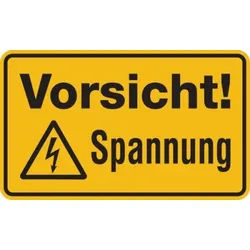 Warnschild, Vorsicht! Spannung - 200x120x0.45 mm Aluminium geprägt