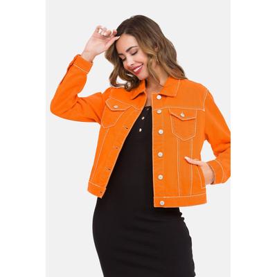 Jeansjacke CIPO & BAXX "Jeansjacke", Damen, Gr. M, orange, Stoff, 100% Baumwolle, unifarben, regular fit normal, Manschette, Jacken Jeansjacke, Mit praktischen Brusttaschen, WJ212