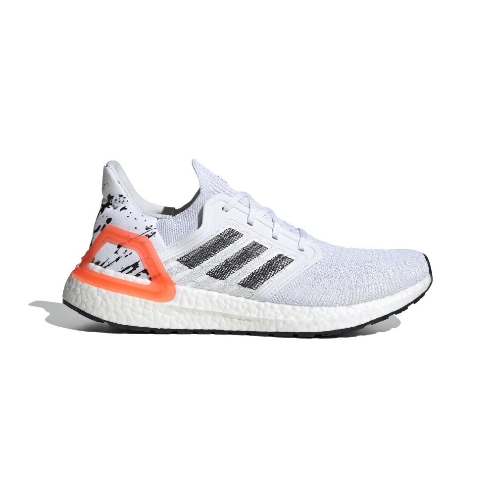 adidas Ultra Boost 20 White Orange Heel Pattern - EU 42 2/3