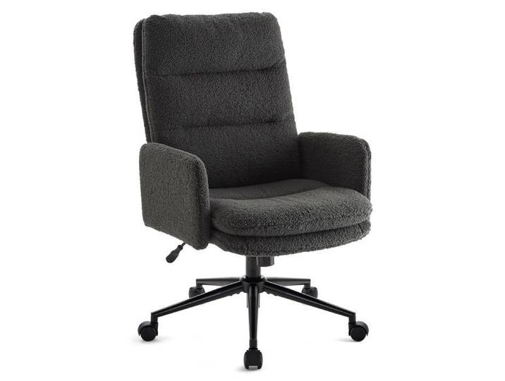 IWMH Chaise de Bureau avec Accoudoirs et roulettes Fauteuil Pivotant Hauteur Réglable Chaise Coiffeuse Confortable - Gris