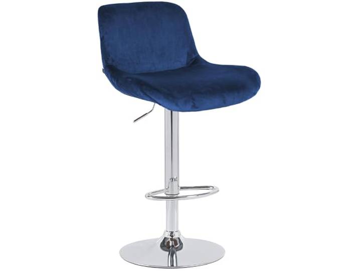CLP Barhocker Solon Chrom I Samtbezug oder Stoffbezug I Barstuhl höhenverstellbar und drehbar I gepolsterter Tresenhocker mit Rückenlehne Farbe blau Material Samt