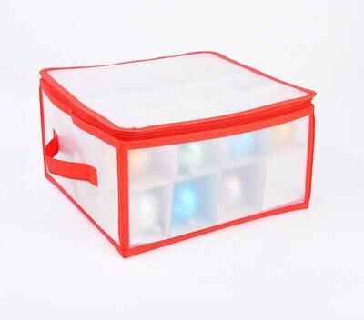 Uplift Picks PP Zippered Christmas Ornament Storage Box For 3 Inch Xmas Balls 32 Grids