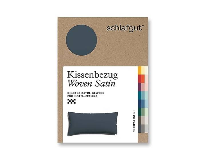 schlafgut Woven Satin Kissenbezug 40x80cm Grey Deep, Hotelqualität seidig