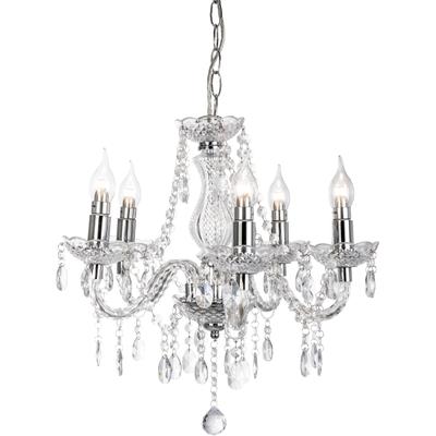 NOWA Kronleuchter "MARIE", grau (chromfarben), Ø 48cm, 1 Stk., Leuchten, Luster, Elegante Leuchte, Kristalle, Hängeleuchte, Pendelleuchte, Kronleuchter