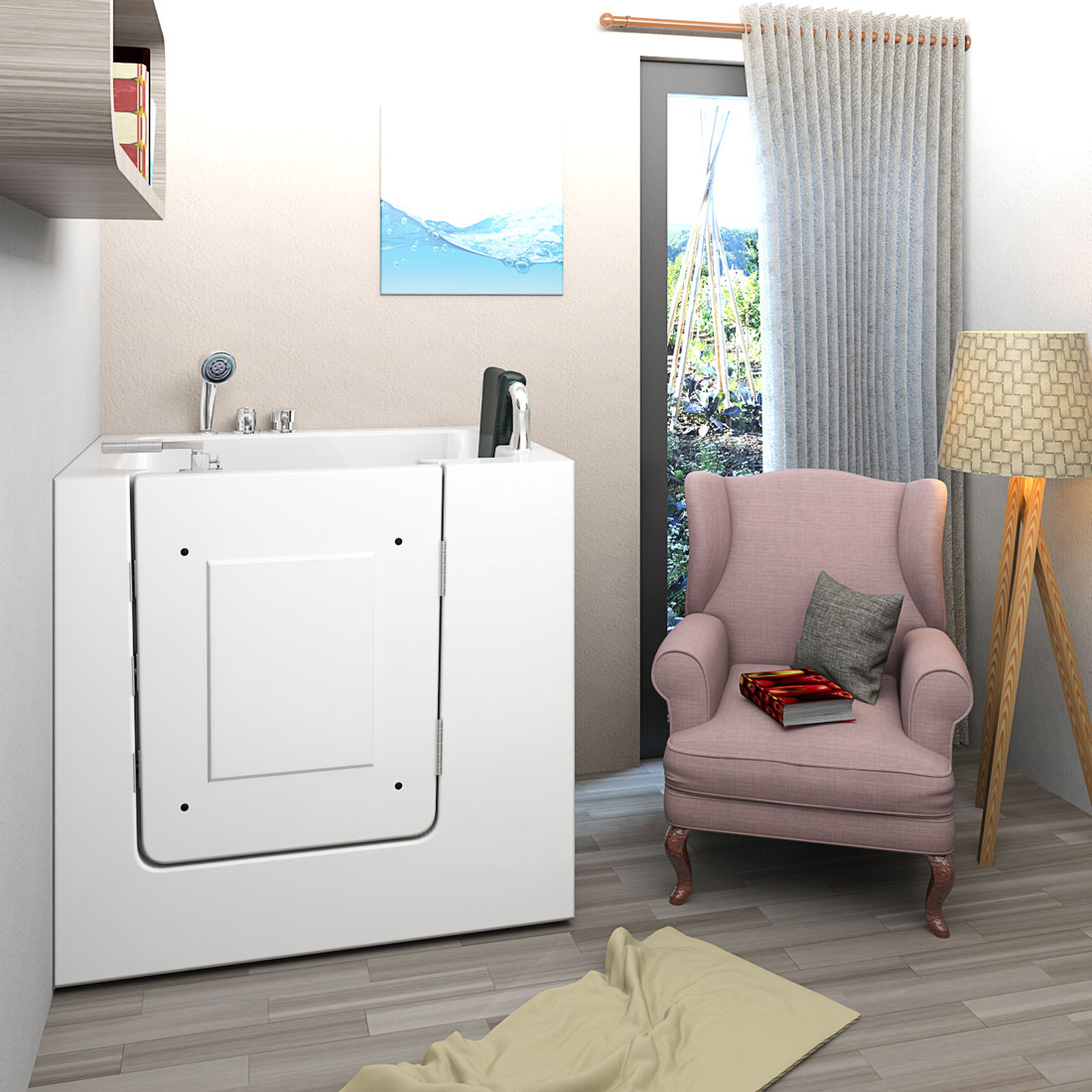 Senioren Sitzbadewanne Sitzwanne Badewanne mit Tür S02-A-R 78x100 cm