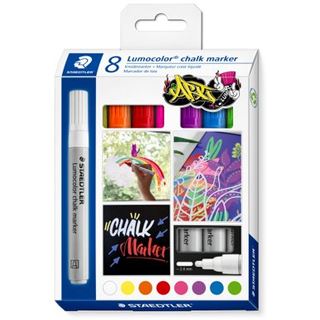 STAEDTLER Lumocolor chalk marker Kreidemarker farbsortiert 2,4 mm, 8 St.