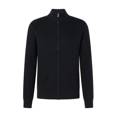 Strickjacke JOOP "Vittrios", Herren, Gr. XL, schwarz (dunkelblau), Strick, Obermaterial: 100% Baumwolle, unifarben, normal normal, Pullover Strickjacke, in Rippstrick, Stehkragen