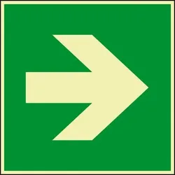Aufkleber | PERMALIGHT power langnachleuchtend Bodenzeichen Richtungspfeil gerade, ASR, R10, Folie, 400x400mm