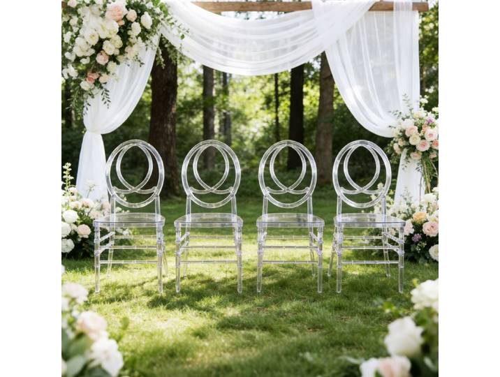 Chaise de mariage chaise à manger ensemble de 4 siège en plastique