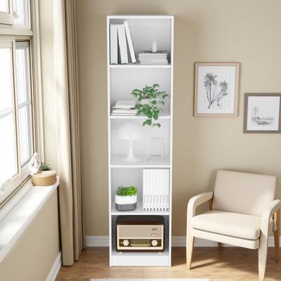 ZWYO HOSIMU "71.1"" 5-Shelf Compact Bookcase Storage Unit with Spacious Shelves, Slim Vertical Design, Easy Assembly & Durable Build"