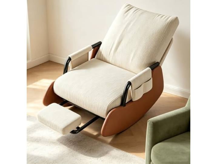 Ergonomischer Ruhesessel – für Wohnzimmer und Schlafbereich Schaukelnder Komfortsessel mit tiefer Sitzfläche 60x60cm und Rückenunterstützung für Lesestunden.