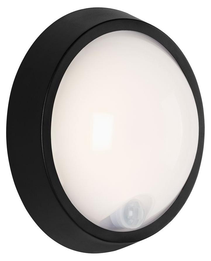 Briloner LED buitenlamp met bewegingssensor, zwart, rond, wandmontage