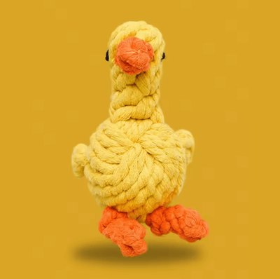 Inspire Picks Hand Woven Cotton Rope Knot Dog Toy For Teeth Grinding & Chewing little Duck