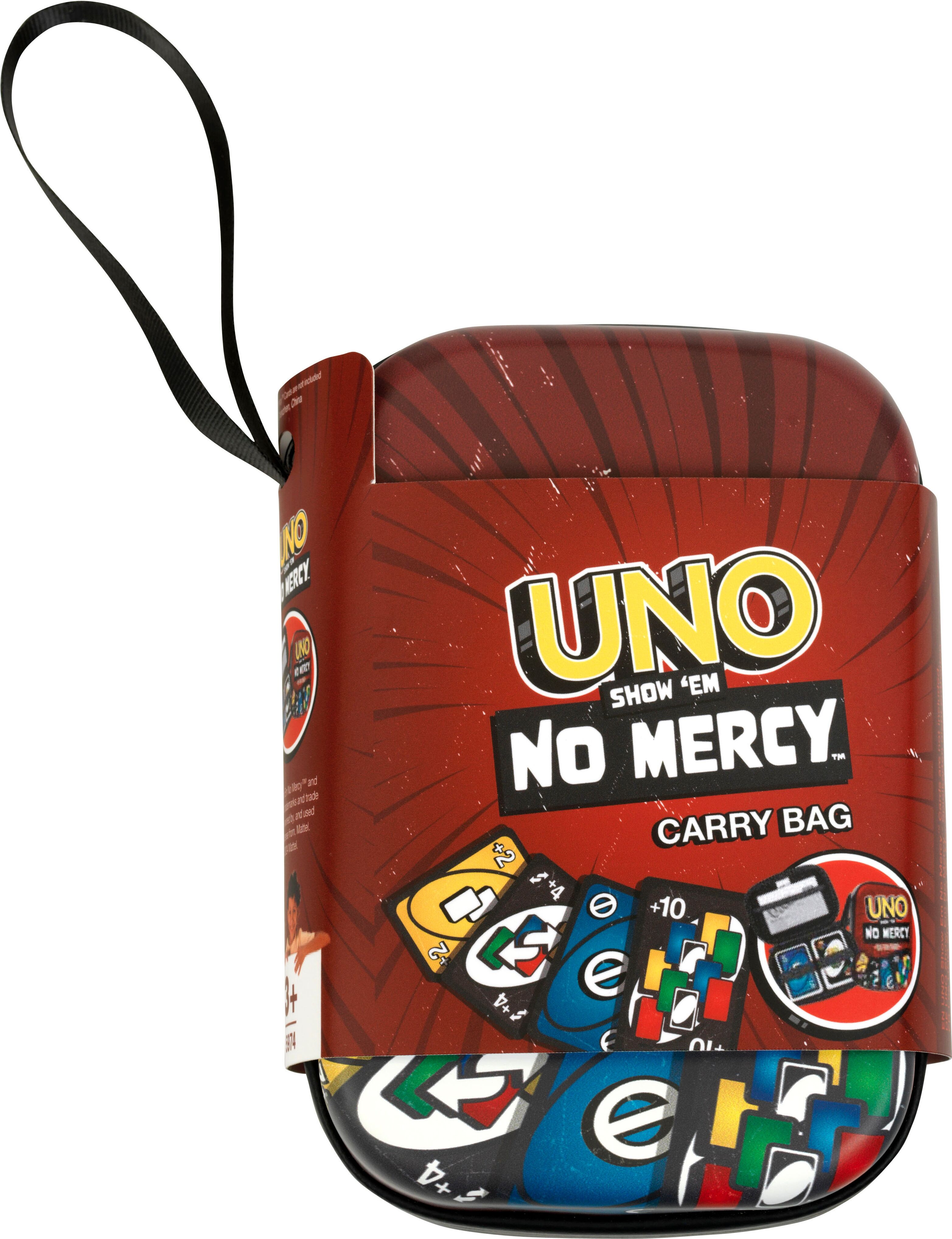 Tragetasche KLEIN "UNO Show 'em No Mercy - Tragetasche", braun, Taschen, Kinder, B/H/T: 5cm x 15cm x 11cm, Kunststoff, Tragetasche, Aufbewahrungstasche für Spielkarten und Anleitung, B:5cm H:15cm T:11cm