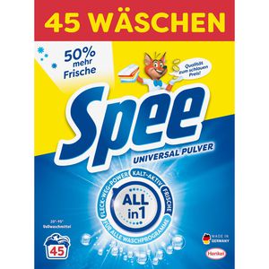 Spee Waschmittel Aktiv Pulver Universal 4in1, Pulver, Strahlkraft, 2,25 kg, Waschladungen 45