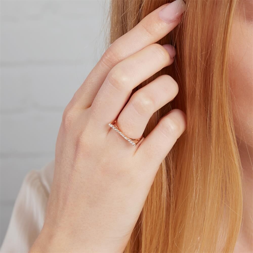 Unique Ring 585er Roségold mit 13 Diamanten rosé