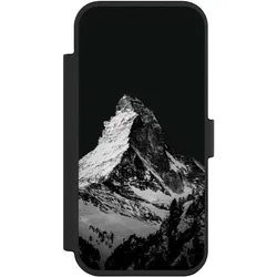 Nivocase Klapphülle für Apple iPhone Air Handyhülle aus Kunst Leder NIVOflip schwarz Alpspitze Berg Schnee (Apple iPhone Air), Smartphone Hülle, Schwarz