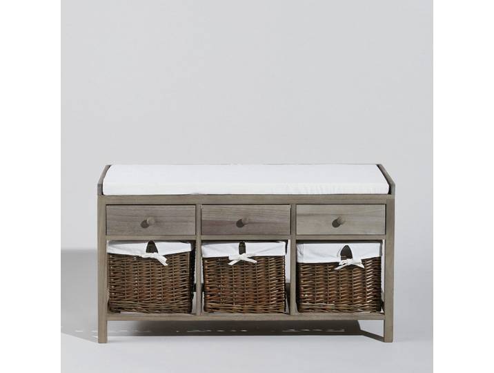Banc de rangement en platane et coton